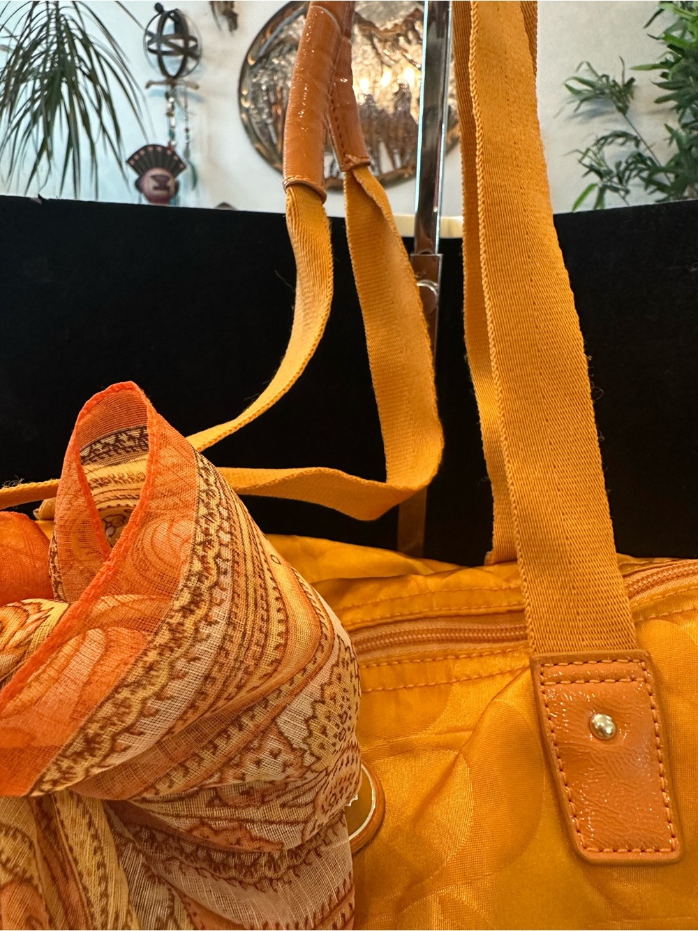 Coach #363 Getaway large packable Yellow Signature Tote with Matching Pouch - Picture 2 of 9